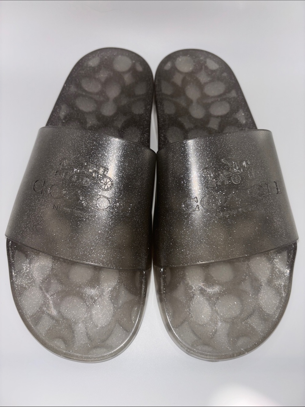 Coach Ulyssa Glitter/Clear Jelly Slide Sandals